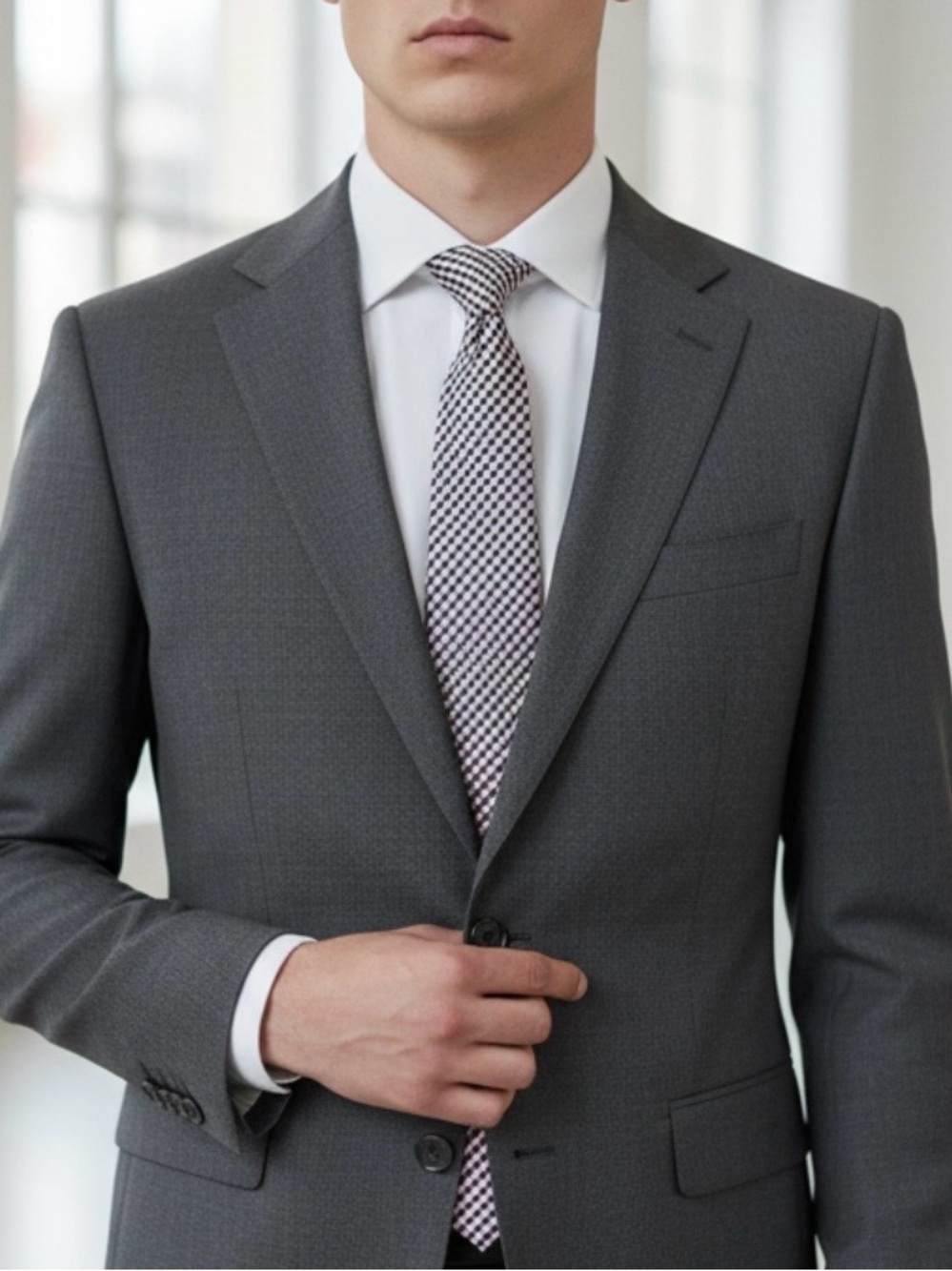 Nautica Pink, Black & White Check Tie